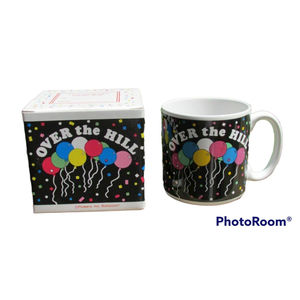 NIB‎ Over the Hill coffee cup mug black w/ balloons great birthday gift